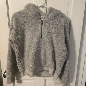 American Eagle Gray Sherpa Hoodie